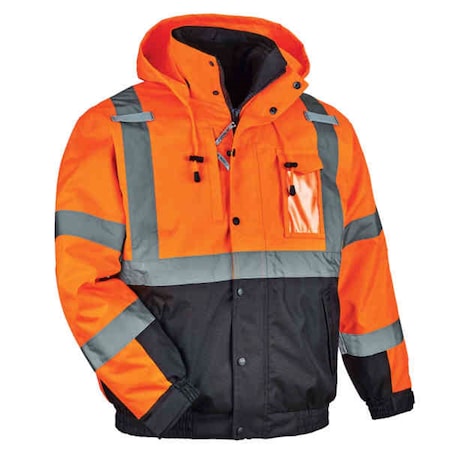Ergodyne 3-in-1 Bomber Jacket, 300D performance polyester, Orange, 2XL 25586